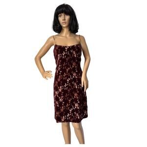 American VTG Oscar de la Renta velvet Burgundy embroidered dress chain straps M